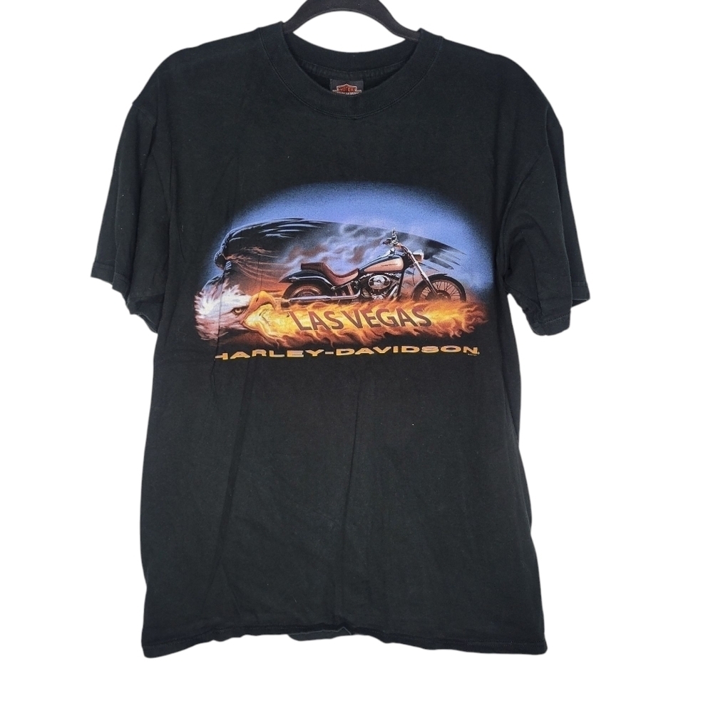 Vintage Y2K Harley-Davidson Las Vegas Nevada Graphic T-Shirt Size Large in Black